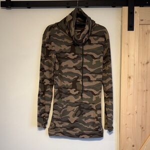 Camouflage Cowl Neck Sweater